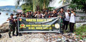 Karya Bhakti Hari Infanteri ke-74, TNI-Polri Bersihkan Pantai